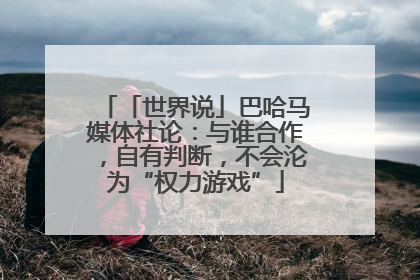 「世界说」巴哈马媒体社论：与谁合作，自有判断，不会沦为“权力游戏”