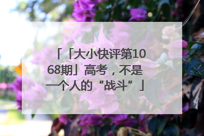 「大小快评第1068期」高考，不是一个人的“战斗”