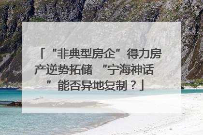 “非典型房企”得力房产逆势拓储 “宁海神话”能否异地复制？