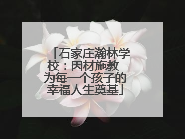 石家庄瀚林学校：因材施教 为每一个孩子的幸福人生奠基