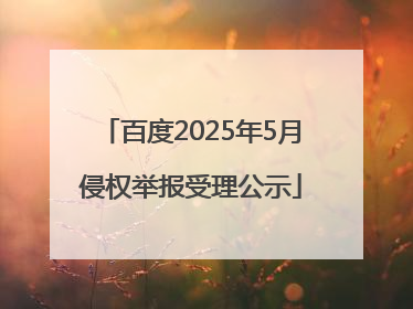 百度2025年5月侵权举报受理公示