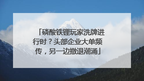 磷酸铁锂玩家洗牌进行时？头部企业大单频传，另一边撤退潮涌
