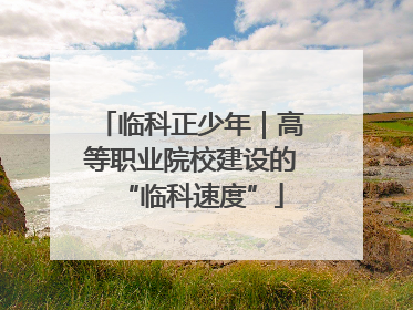 临科正少年｜高等职业院校建设的“临科速度”