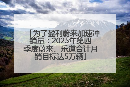 为了盈利蔚来加速冲销量：2025年第四季度蔚来、乐道合计月销目标达5万辆