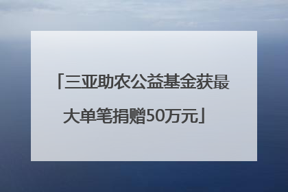 三亚助农公益基金获最大单笔捐赠50万元