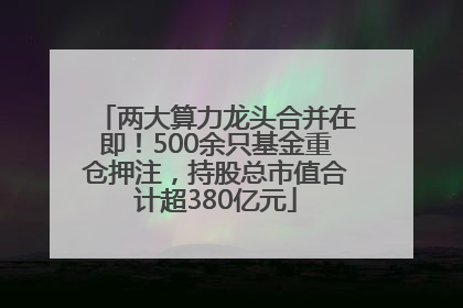两大算力龙头合并在即！500余只基金重仓押注，持股总市值合计超380亿元