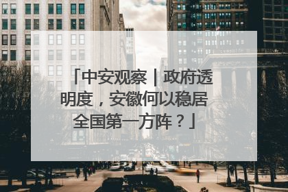 中安观察｜政府透明度，安徽何以稳居全国第一方阵？