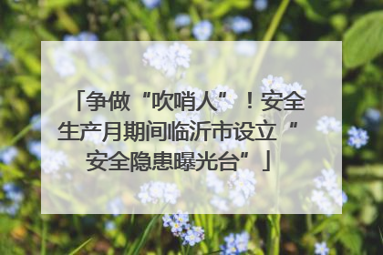 争做“吹哨人”！安全生产月期间临沂市设立“安全隐患曝光台”