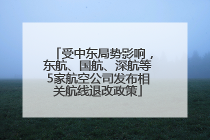 受中东局势影响，东航、国航、深航等5家航空公司发布相关航线退改政策