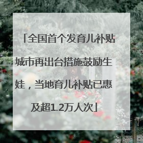 全国首个发育儿补贴城市再出台措施鼓励生娃，当地育儿补贴已惠及超1.2万人次