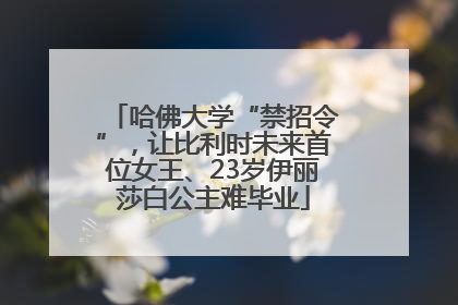 哈佛大学“禁招令”，让比利时未来首位女王、23岁伊丽莎白公主难毕业
