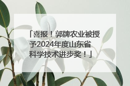 喜报！郭牌农业被授予2024年度山东省科学技术进步奖！