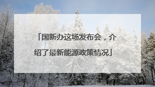 国新办这场发布会，介绍了最新能源政策情况