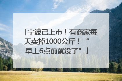 宁波已上市！有商家每天卖掉1000公斤！“早上6点前就没了”