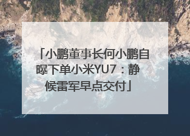 小鹏董事长何小鹏自曝下单小米YU7：静候雷军早点交付