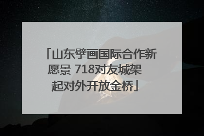 山东擘画国际合作新愿景 718对友城架起对外开放金桥