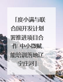 度小满与联合国开发计划署推进项目合作 中小微赋能培训落地辽宁庄河