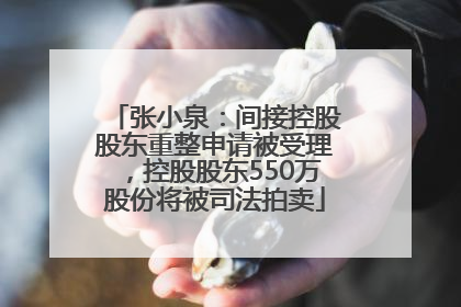 张小泉：间接控股股东重整申请被受理，控股股东550万股份将被司法拍卖