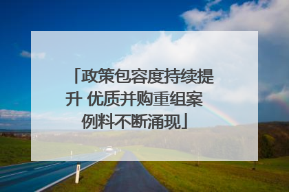 政策包容度持续提升 优质并购重组案例料不断涌现