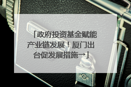 政府投资基金赋能产业链发展！厦门出台促发展措施→