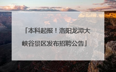 本科起报！洛阳龙潭大峡谷景区发布招聘公告