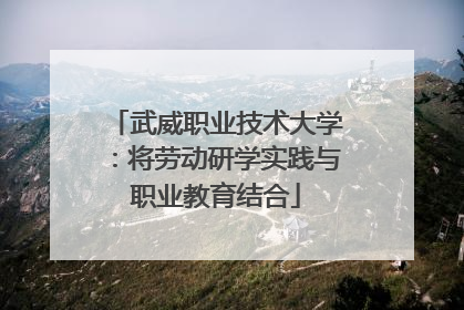 武威职业技术大学：将劳动研学实践与职业教育结合