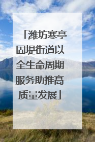 潍坊寒亭固堤街道以全生命周期服务助推高质量发展