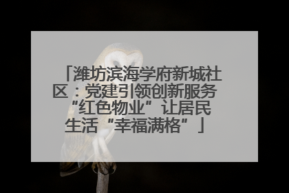 潍坊滨海学府新城社区：党建引领创新服务 “红色物业”让居民生活“幸福满格”