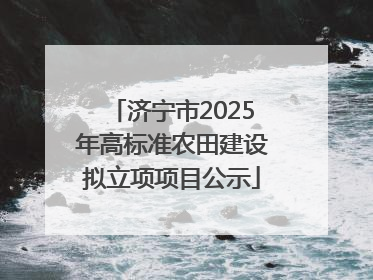 济宁市2025年高标准农田建设拟立项项目公示