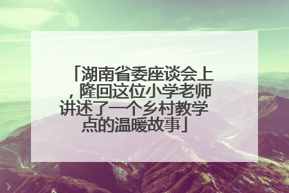 湖南省委座谈会上，隆回这位小学老师讲述了一个乡村教学点的温暖故事