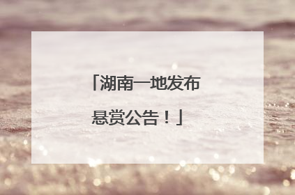 湖南一地发布悬赏公告！