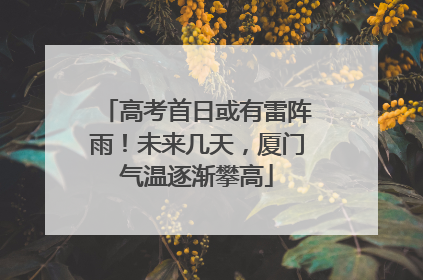 高考首日或有雷阵雨！未来几天，厦门气温逐渐攀高