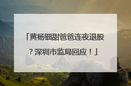 黄杨钿甜爸爸连夜退股？深圳市监局回应！