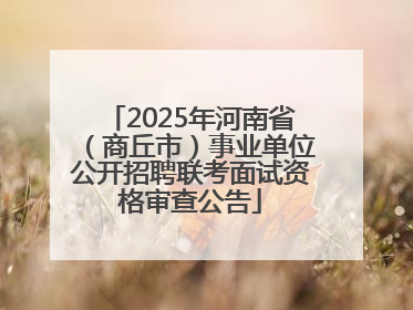 2025年河南省（商丘市）事业单位公开招聘联考面试资格审查公告